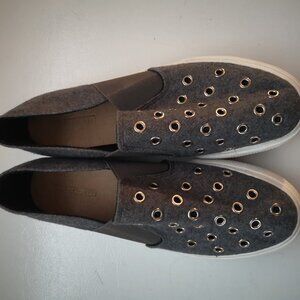 Restricted Ladies Size 9 Slip On Grey with Metal Detail Sneakers